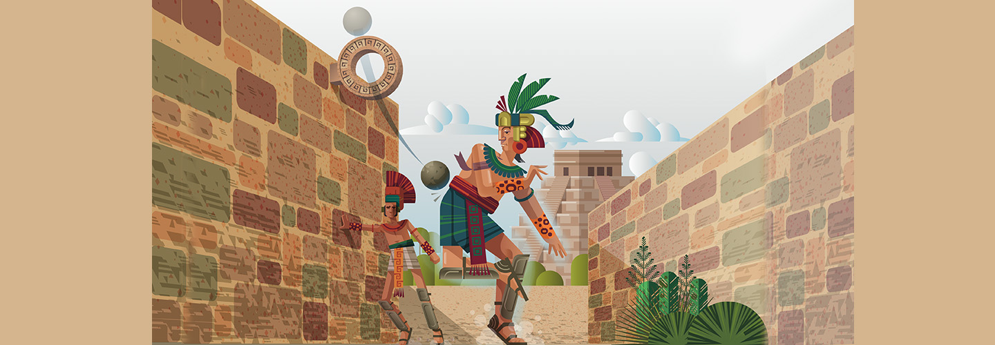 Illustration of an ancient civilization playing a ball game