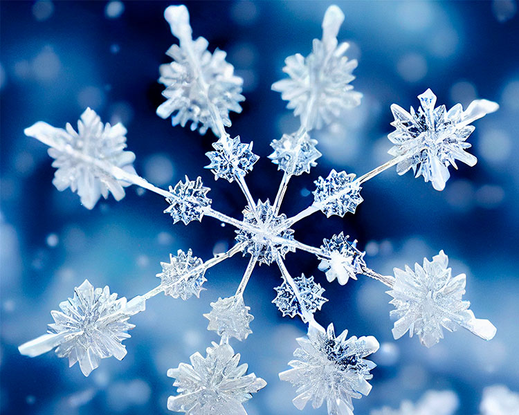 Close-up image of a snowflake