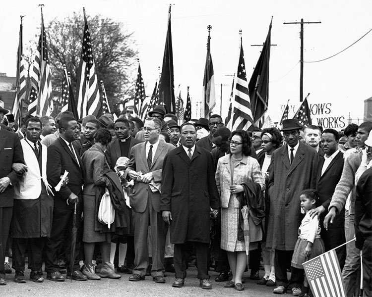 Martin Luther King Jr. with a group of protestors